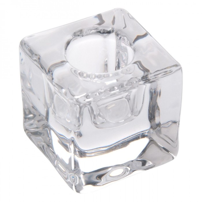Sfeșnic Sticlă, Cub, Transparent, 4x4x4 cm