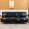 Husa universala pentru canapea, pat, model negru cu frunze verzi, 190 x 210 cm