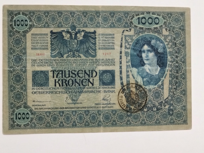 SD00080 Romania 1000 korona 1902 stampila Timbru Special