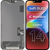 Cumpara ieftin Display cu Touchscreen MP compatibil cu Apple iPhone 14, cu Rama, Versiune Soft OLED FHD 120Hz IC Movable, Negru