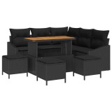 vidaXL Set de canapele pentru grădină cu pernă 9 pcs Negru Rattan poli 3364609