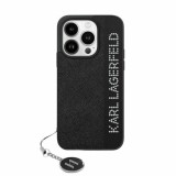 Husa originala iPhone 15 Pro Max Karl Lagerfeld Saffiano, Rhinestones&amp;Charm, negru, KLHCP15XPSAKDGCK