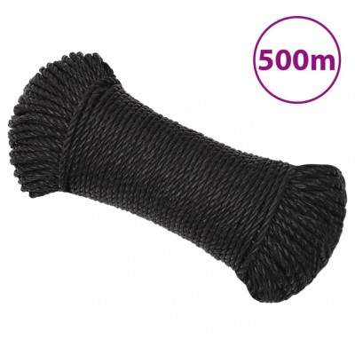 vidaXL Fr&amp;acirc;nghie de lucru, negru, 3 mm, 500 m, polipropilenă foto