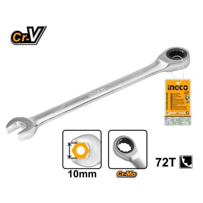 Cheie combinata cu clichet 14 mm, pentru fixare si desfacere a elementelor filetate - Ingco HCSPAR141 foto