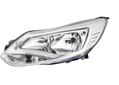 Far Ford Focus 3, 12.2010-11.2014, fata, Stanga, H1+H7+PY21W+W5W; electric; rama reflector argintie; cu motor, DEPO foto