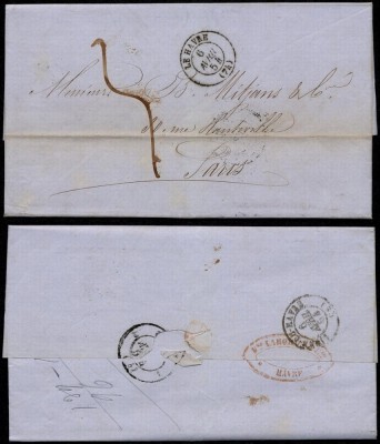 France 1854 Stampless Cover + Content Le Havre to Paris - Ligne du Havre D.852 foto