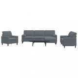 VidaXL Set de canapele cu perne/rulouri, 4 piese, gri &icirc;nchis, catifea
