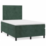 Cumpara ieftin Gossi pat box spring cu saltea, verde inchis, 120x190 cm, catifea