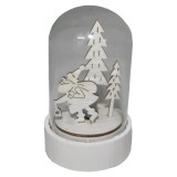 Decoratiune luminoasa Mos Craciun, Strend Pro Woodeco 76041, material lemn si sticla, 1xLed