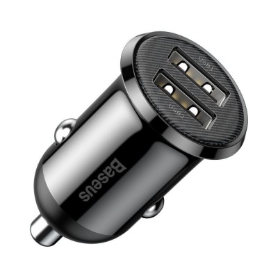 INCARCATOR auto Baseus Grain Pro, 2 x USB (USB1 Output 5V/2.4A, USB2 Output: 5V/2.4A) pt. bricheta auto, black &amp;quot;CCALLP-01&amp;quot; (timbru verde 0.18 lei) - 6 foto