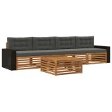vidaXL Set de canapele de exterior cu pernă 5 pcs Natural și Antracit 3383005