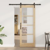 Ușa glisantă vidaXL cu set de accesorii &#039;ORKDAL&#039;73.5 x 198.5 cm, Ușa interioară vidaXL cu sticlă &#039;ORKDAL&#039;73.5 x 198.5 x 4 cm din lemn masiv de pin