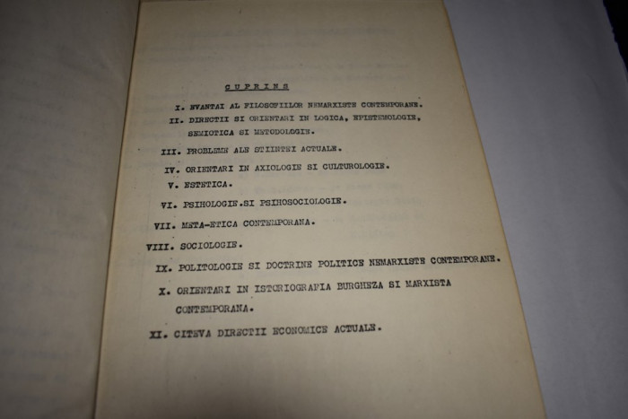 curs Directii si orientari in gandirea nemarxista contemporana vol I 1978