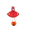 Set 2 piese, pelerina de Halloween si geanta model dovleac, poliester, multicolor, M, Rosu