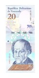 Bancnota Venezuela 20 bolivares 15 ianuarie 2018, aUNC