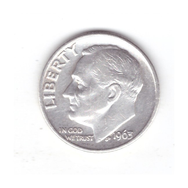Moneda SUA 1 dime 1963 10 centi, stare foarte buna, curata