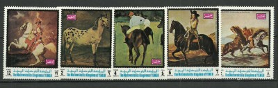 Yemen Nord 1970 - Picturi cu cai, serie neuzata foto