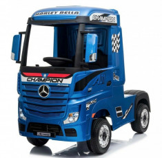 Camion electric pentru copii 2-7 ani Mercedes ACTROS, 4x4, 180W, 12V, roti moi, scaun tapitat, PREMIUM Albastru foto