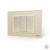 Intrerupator sonerie mecanic Luxion 3M, auriu, cu rama din sticla
