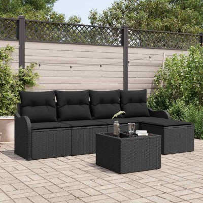 vidaXL Set de canapele pentru grădină cu pernă 6 pcs Bej Rattan poli foto