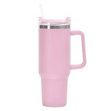 Cumpara ieftin Cana termos, cu pai, otel inoxidabil, plastic fara BPA, 1200 ml, pentru bauturi calde si reci, roz