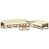 vidaXL Set de canapele de exterior cu pernă 8 pcs Natural și Crem 3382403