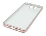 Husa silicon slim transparenta cu margini electroplacate roz pentru Samsung Galaxy S6 Edge (SM-G925)