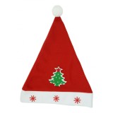 Caciula mos craciun, model brad si ornament fulg de nea, universala, textil, rosu