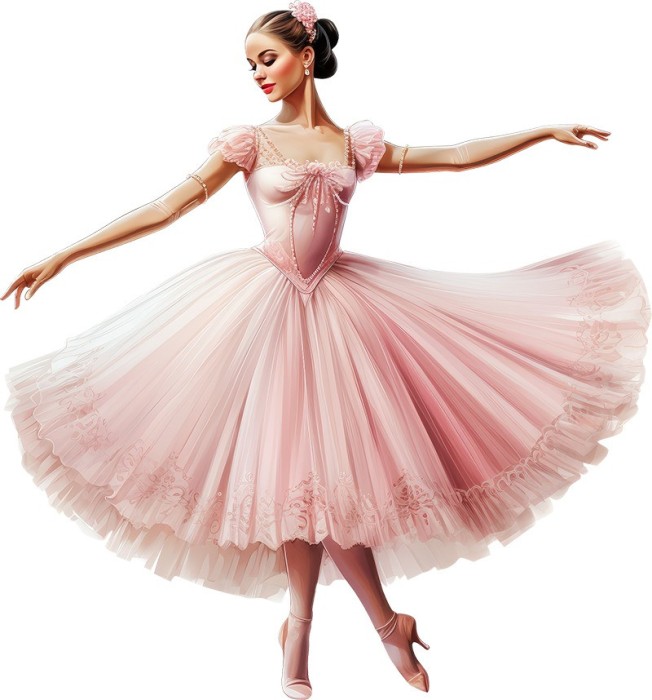 Sticker decorativ, Balerina, Roz, 64 cm, 1346STK-9