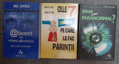 3 vol. colectiile editurii Amaltea (Stiinta contra paranormal, Bill Gates Afaceri cu viteza gandului, Friel Cele 7 greseli pe care le fac parintii)