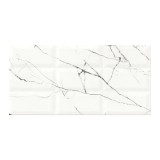 Faianta baie / bucatarie Arce White Structure Glossy, 29.7 x 60 cm, lucioasa, alba, imitatie marmura