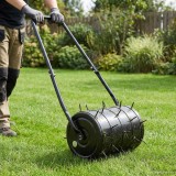 vidaXL Rola de gazon cu prinderi pentru aerator Negru 110 x 52 cm Fier 3422172