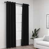 vidaXL Perdele opace, aspect p&acirc;nză, 2 buc., antracit, 140 x 225 cm