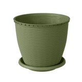Ghiveci din plastic, Critex, cu farfurie, verde, D 22.5 cm