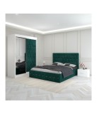 Dormitor Eric Verde, Dulap 150x208, Pat Tapitat Catifea 140x200cm, Noptiere 48cm