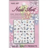 Sticker 3D nail art - flori rotunjite, hologramă, INGINAILS