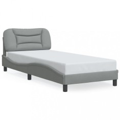 vidaXL Cadru de pat cu LED fără saltea țesătură gri deschis 90x200 cm