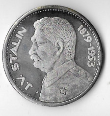 Medalie Stalin, metal argintat, 37 mm, foto