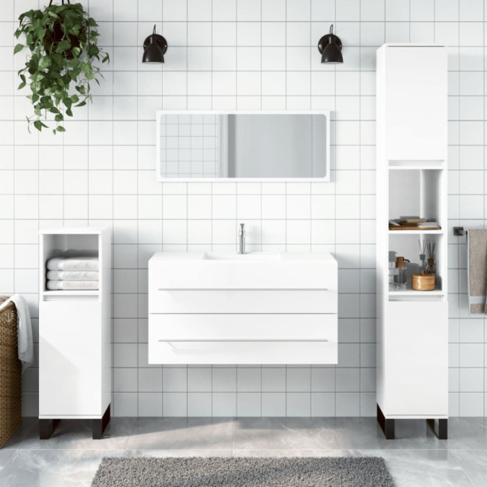 vidaXL Dulap de baie cu oglindă, alb extralucios, lemn prelucrat 833883