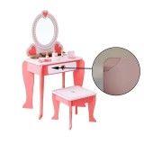 Cumpara ieftin Set masa de toaleta pentru fetite, 92x34x49 cm, scaun si oglinda, accesorii par si machiaj, lemn roz, RESIGILAT