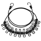 Sfoara pentru Uscarea Hainelor, Portabila, 12 Clips-uri Incluse, 180 cm, PP Cablu de Otel, Negru