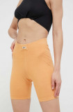 Reebok Classic pantaloni scurti femei, culoarea portocaliu, neted, high waist