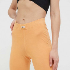 Reebok Classic pantaloni scurti femei, culoarea portocaliu, neted, high waist