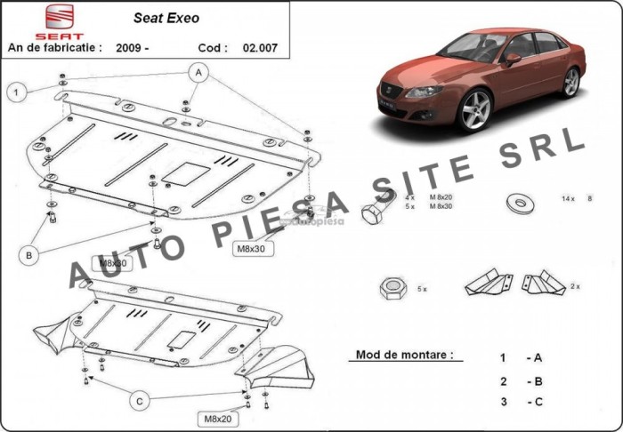 Scut metalic motor Seat Exeo fabricat incepand cu 2009 APS-02,007