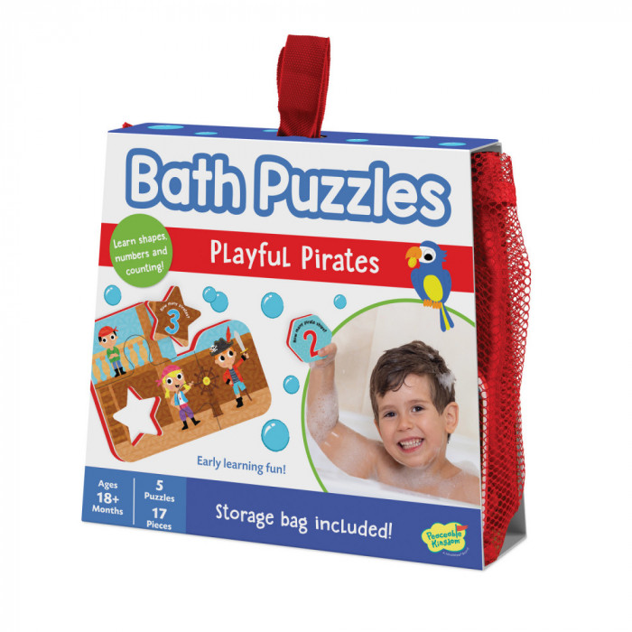 Puzzle de baie pentru bebelusi cu piese mari de spuma cu pirati - Playful Pirates Bath Puzzle