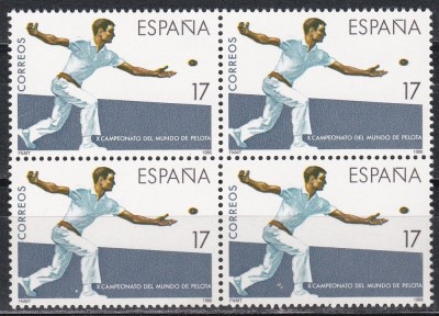 Spania 1986 - Al 10-lea Campionat Mondial de Pelota, Bloc de 4, MNH foto