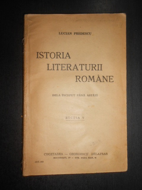 Lucian Predescu - Istoria literaturii romane (1943, necesita relegare)