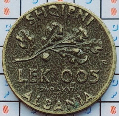 Albania 0.05 Lek - Vittorio Emanuele III 1940 - km 27 - A034 foto
