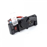 Panou Intrerupator Auto cu Bricheta si 2xUSB, Iluminat Rosu, 5V/1A si 5V/2.1A, Protectie