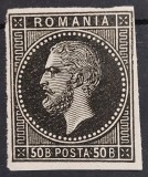 Romania 1872 - Eseu Carol l, 50 bani negru
